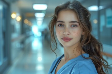 Fototapeta premium Hospital Nurse Portrait in Corridor