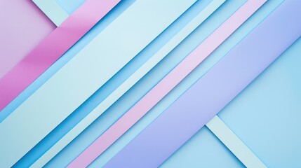 Fototapeta premium Minimal geometric shapes and lines on abstract paper background in light blue pastel pink and purple