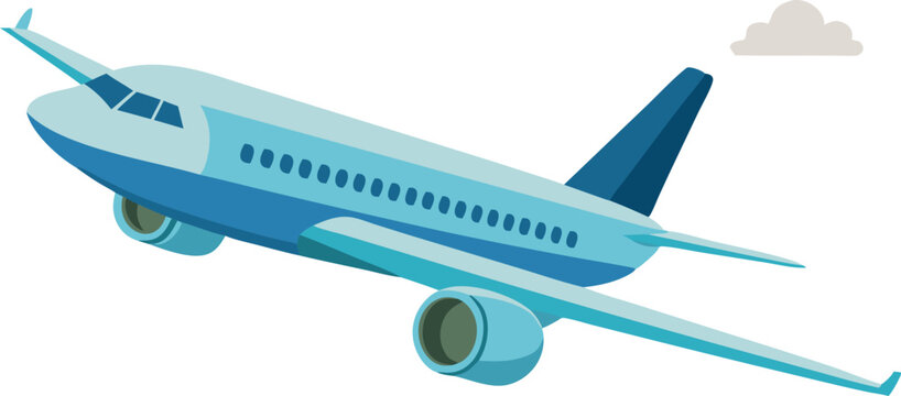Illustration of Airplane in Flight with Clear Sky