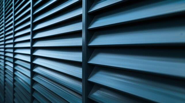 Modern metal fence featuring louvers and slats