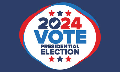 Presidential Election 2024 in United States. Vote day, November 5. US Election. Patriotic american element. Poster, card, banner and background. Vector illustration