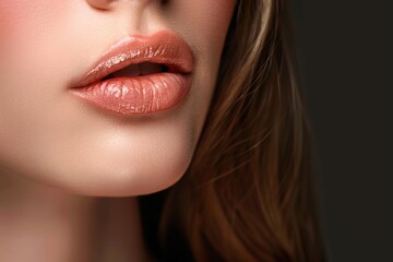 Obraz premium Closeup photo of beautiful woman face with clean face skin