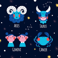 Flat design zodiac sign collection