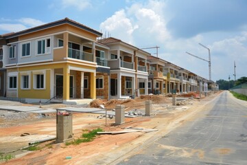 Obraz premium A construction site of terrace house in Malaysia.