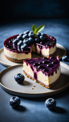 fresh blueberry cheesecake with fresh berries