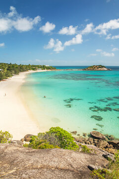 Picturesque tropical sandy Anchor Beach with turquoise water on Lizard Island. Lizard Island &nbsp;is located on Great Barrier Reef in north-east part of Queensland, Australia
