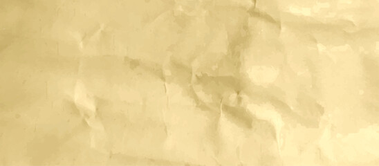 Old brown crumpled paper texture. horizontal banner texture wallpaper. old grunge parchment background. Vintage ancient empty copy space.