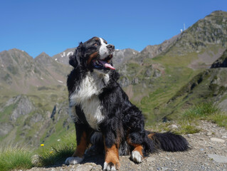 Hiking in the Pyrenees with Bernese Mountain Dog 