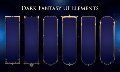 Set of Dark Fantasy Elements for user interface, poster, video. Template for rpg game interface. Vector Illustration EPS10 © Oniks Astarit