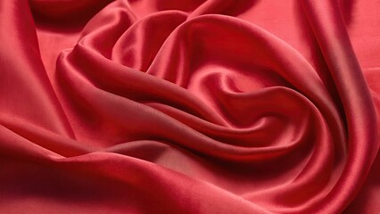 Fototapeta premium A red fabric with a multitude of large folds on its surface, and a minimal amount of folds on the fabric