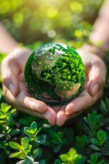 Hands holding a green earth concept © fahrwasser