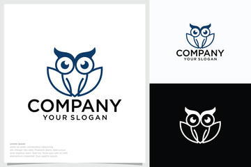 simple line owl vector logo design template