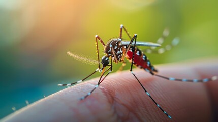 A mosquito on a man's arm, a focused gaze.
