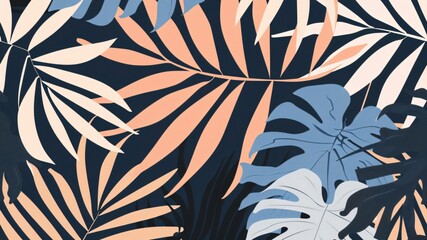 tropical garden green abstract leaf pattern illustration