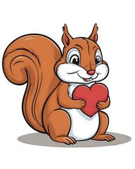 squirrel with heart cartoon