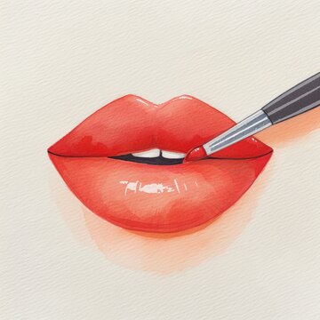 Closeup of a person s lips being filled in with a lip stain, lip stain, longlasting lip color