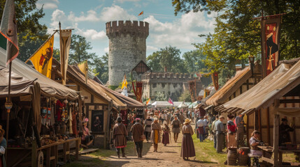 A Renaissance fair set in the grounds of a historical landscape