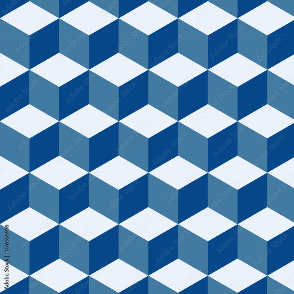 Canvas Prints cubes seamless pattern.block repeat pattern in navy blue.geometric graphic vector background.
