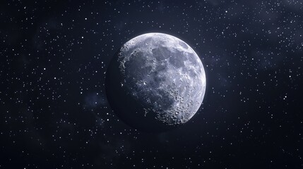 Obraz premium The waxing gibbous moon in a dark sky