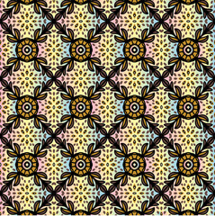 seamless brown Batik Indonesians Ikat floral embroidery Vector paisley pattern  background. Aztec style abstract vector illustration.
design for texture ,fabric ,clothing wrapping ,decoration.