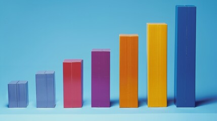 A row of colorful blocks with a blue background