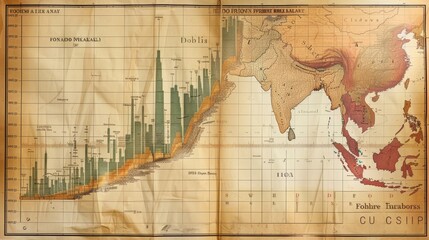 Obraz premium A map of the world with a line drawn through it