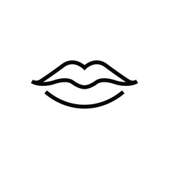 Lips mono line logo icon vector