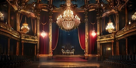 Obraz premium Design a scene of a grand opera house with ornate decorations and a majestic stage