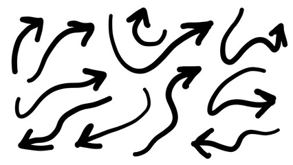 set of hand drawn arrows vector silhouettes