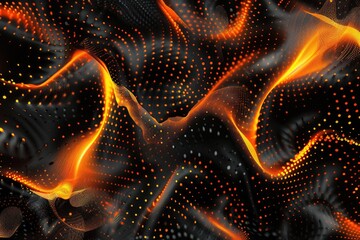 Fototapeta premium Abstract background in black and orange with holographic elements