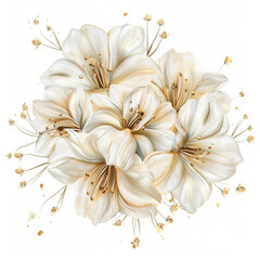 Hyper realistic watercolor white wedding flowers