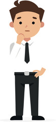 Fototapeta premium Illustration of a young man in a white shirt with a tie standing confidently