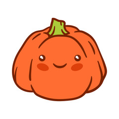 Pumpkin kawaii character. Autumn cute harvest of ripe vegetable.