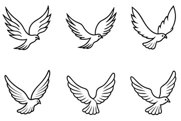 Feathered Flight line art - Captivating Avian Sketch