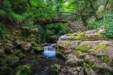 Marvelous scenery at the Grotte del Bussento WWF Oasis, near Morigerati. Cilento, Campania, Italy.