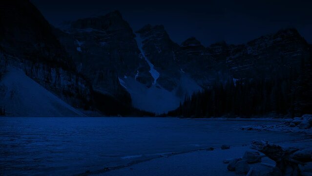 Lake In The Mountains Wilderness Landscape At Night
