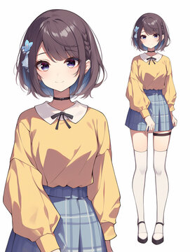 架空のVtuberの立ち絵イラスト、アイデア、ボーイッシュな女の子