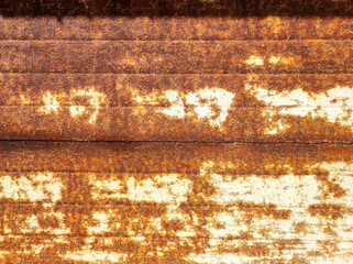 A close-up of an old rusty abandoned garage gate. Industry style, textured wallpaper. Backdrop of grungy warehouse gate. Copy text space