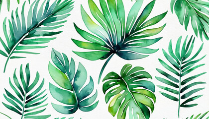 tropical green palm tree leaves wallpaper