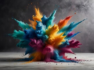 Colorful Sand Splash on Dark Background Generated AI