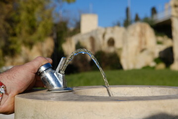 water flowing from a fountain
