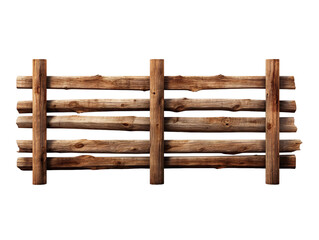 Wooden farm fence isolated on transparent background