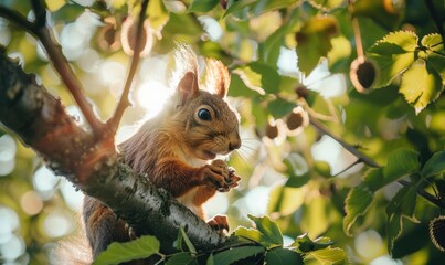 Obraz premium a squirrel sitting on a tree branch