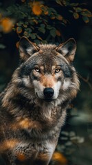 Fototapeta premium European gray wolf on nature background