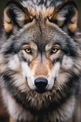 Naklejka premium European gray wolf on nature background