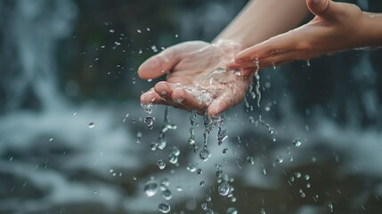 Fototapeta premium Hands Catching Water Droplets