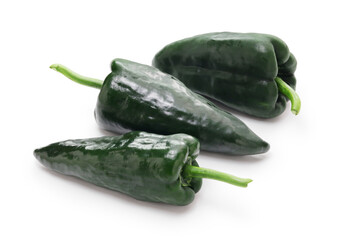 fresh Mexican poblano chile isolated on white background
