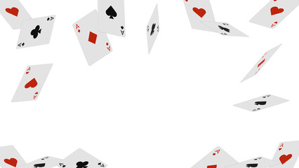 Falling playing cards on a transparent background