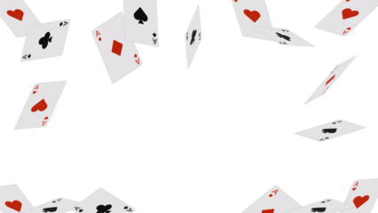Falling playing cards on a transparent background