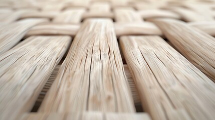 The image is of a wooden surface with a woven pattern